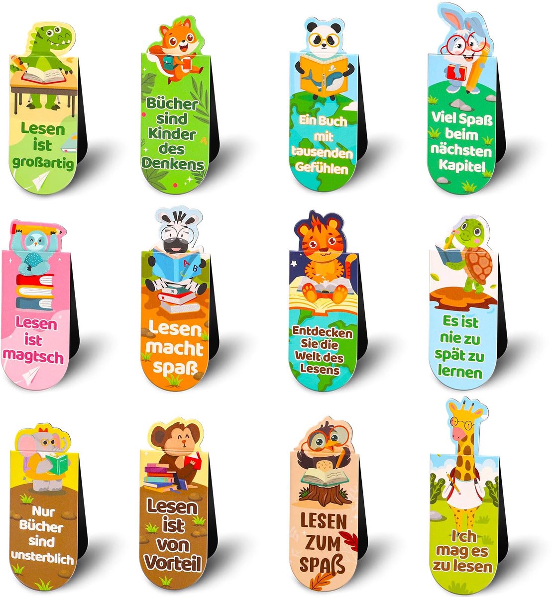 Dailygoods - 24 Stuks Magnetische Boekenleggers met Dieren - Dubbelzijdige Set voor Kinderen en Boekenliefhebbers