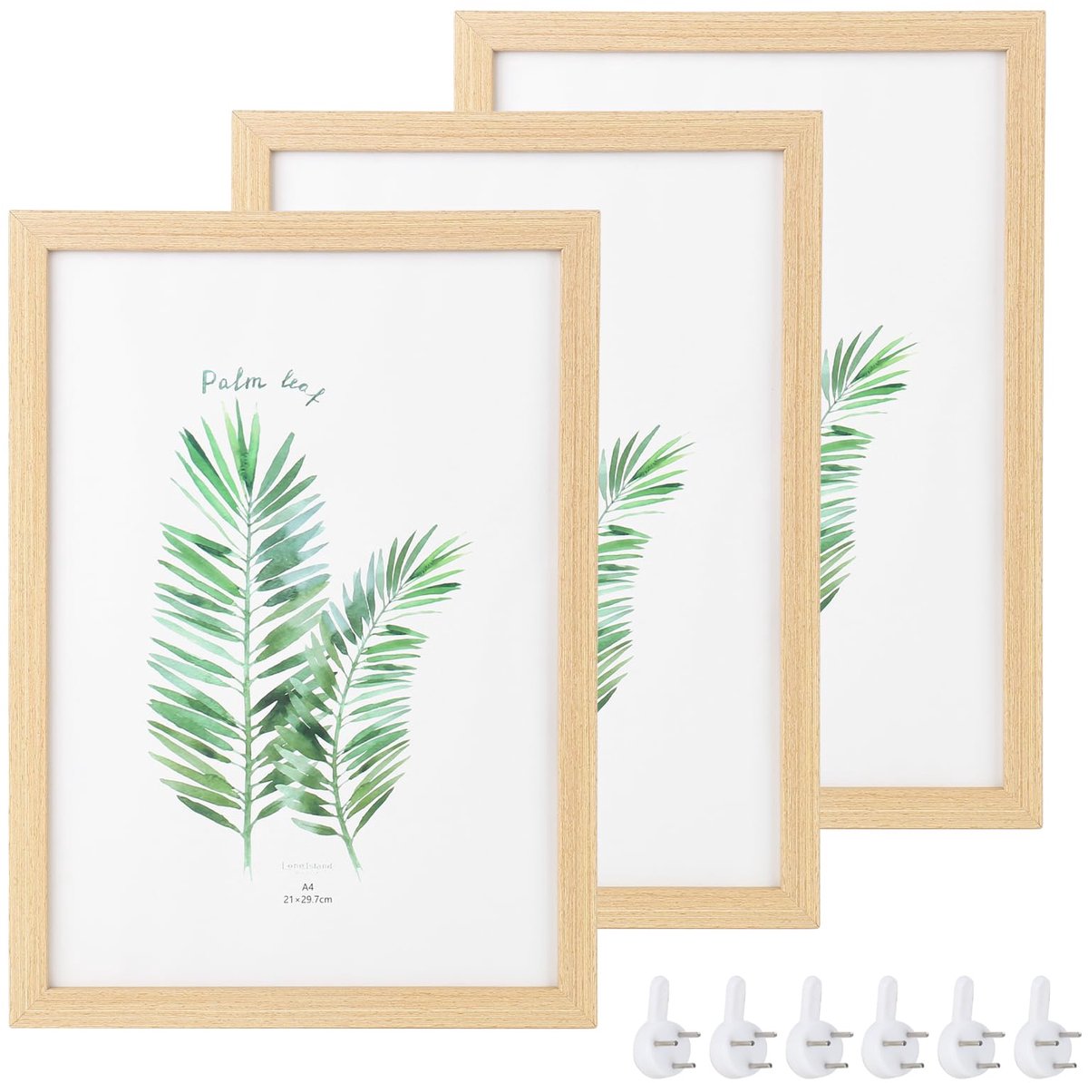 Dailygoods - Set van 3 A4 Houten Fotolijsten - Eiken Houten Lijsten met Plexiglas