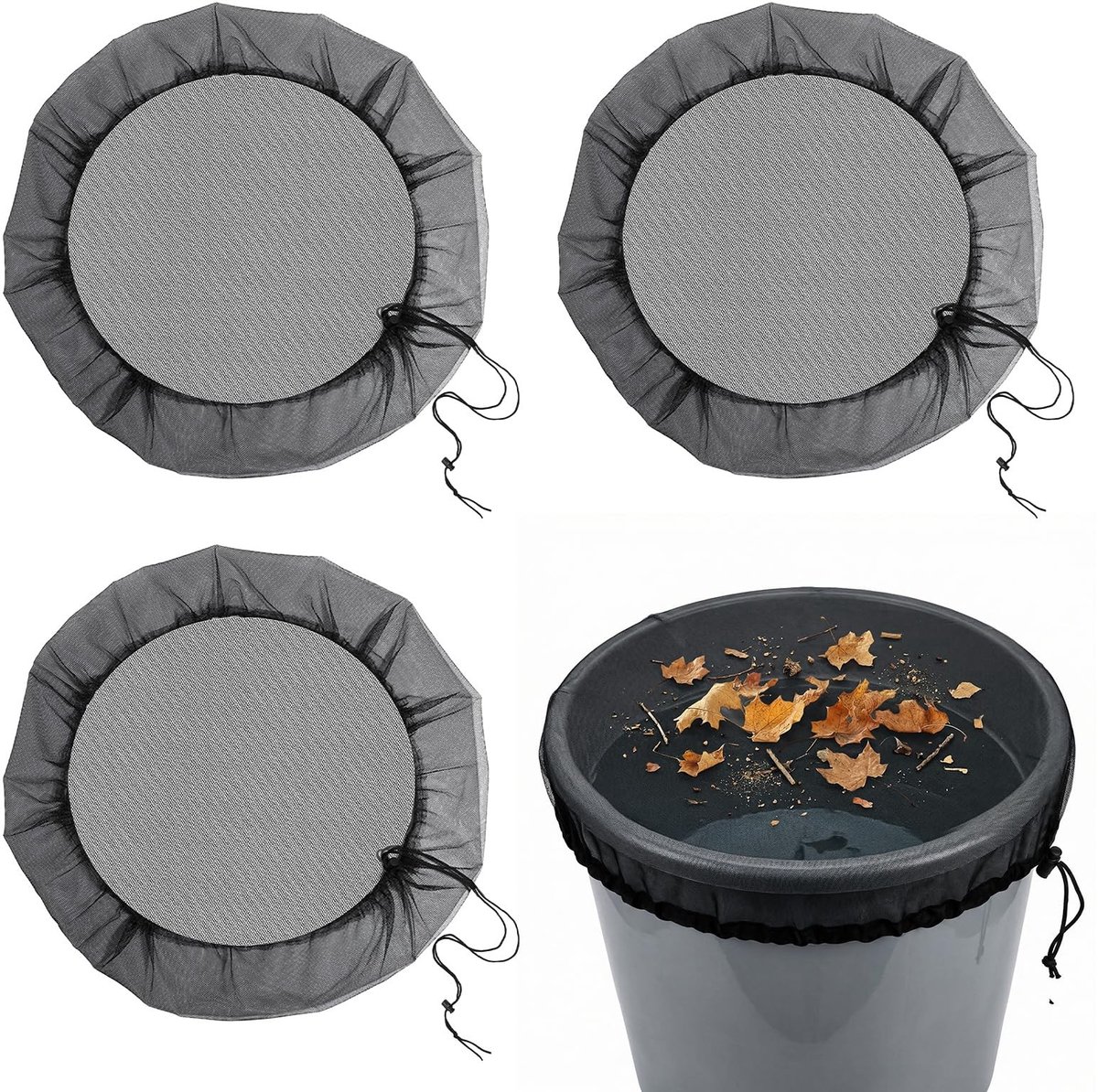 Dailygoods- Regentonnet Verstelbaar - 3 Stuks - Ø 100 cm - Weerbestendig - Muggenbescherming - Bescherming Tegen Bladeren - Regentonafdekking