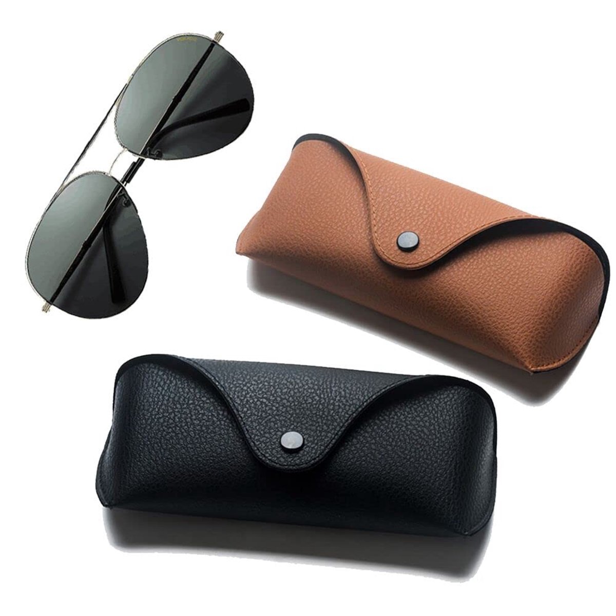 Dailygoods - Portable Leren Brilhoes - Beschermende PU Leren Case voor Zonnebrillen en Leesbrillen