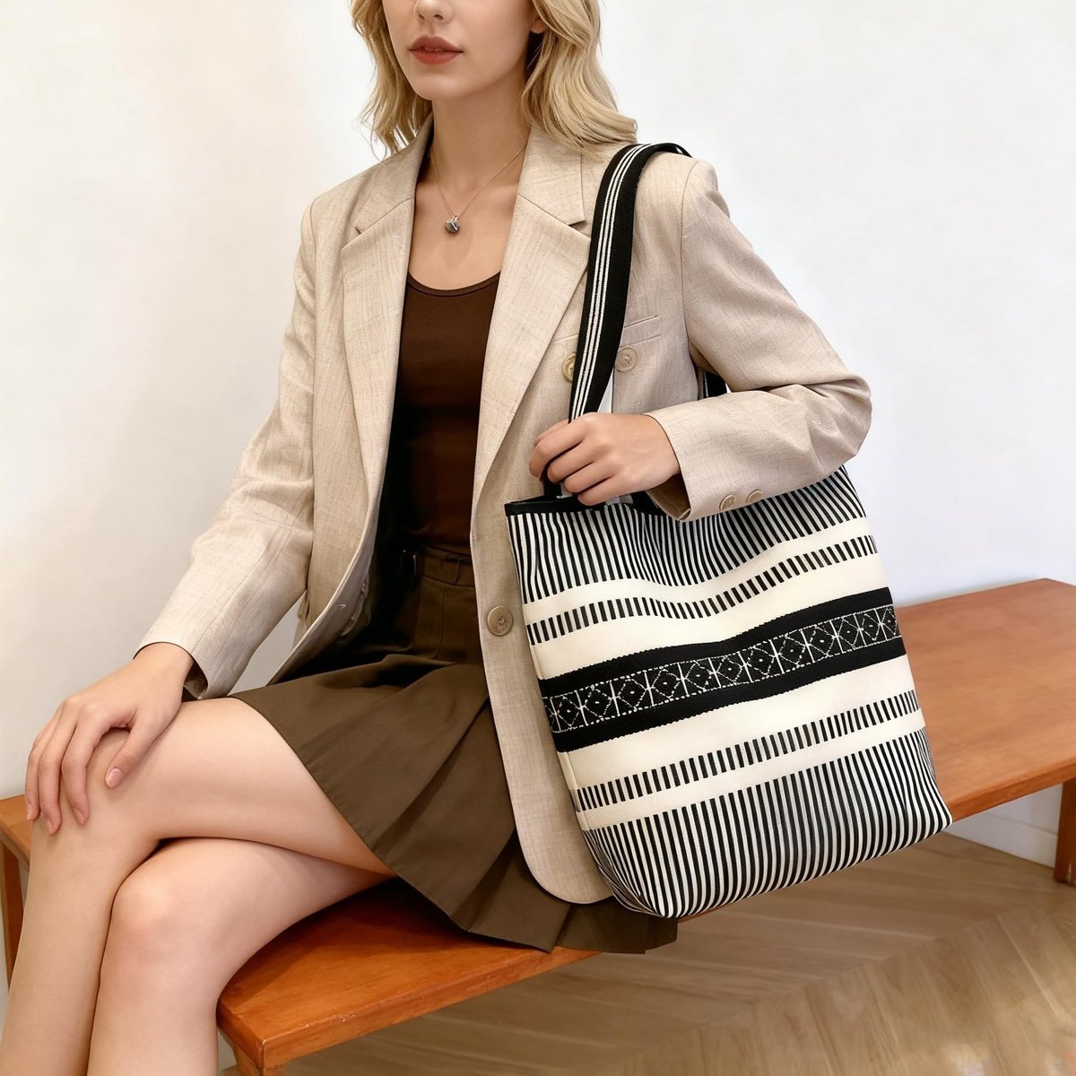 Dailygoods - Gebreide Strandtas voor Dames, Boho-Shopper van Hoogwaardige Kwaliteit