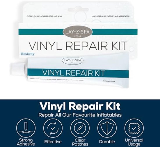 Vinyl reparatieset - Zwembad reparatiepleisters - Opblaasbare objecten herstellen - Werkt onder water - 15x10 cm strip 3 patches — afbeelding 5