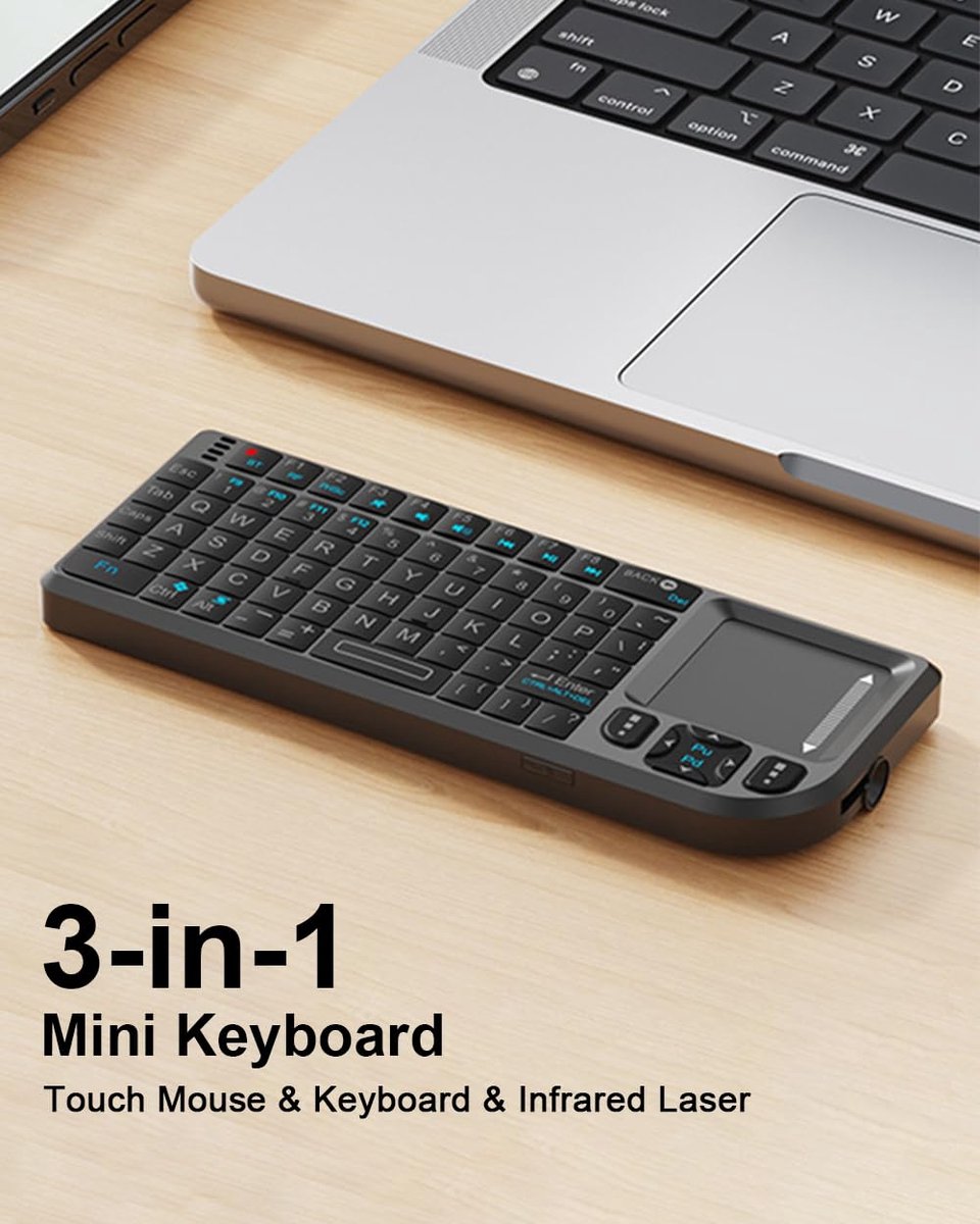 SnelShoppen - Mini Bluetooth Toetsenbord met Touchpad, 66 Toetsen Draadloos QWERTY Toetsenbord met Achtergrondverlichting, USB Oplaadbaar Compact, Blu