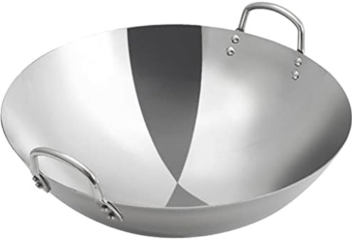 Professionele Wok - Kookpan Chinees - Roerbakken - Snelle warmtegeleiding - 50-65 cm - Zilver