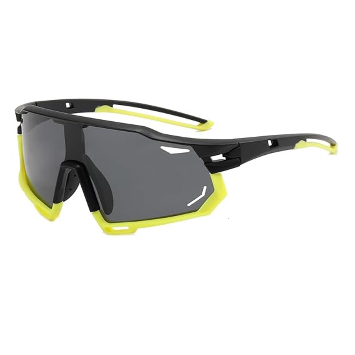 LISM-Oversized sportieve gepolariseerde meekleurende zonnebril Geschikt voor heren met UV-bescherming (zwart en geel montuur, grijze glazen).