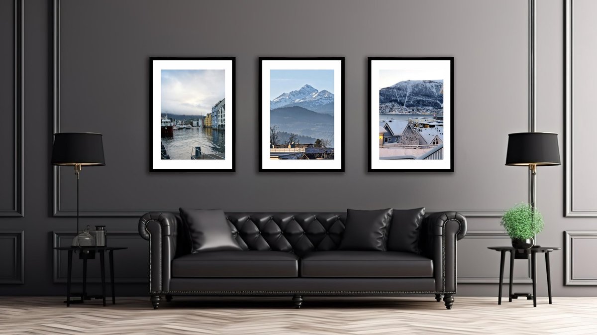 SnelShoppen - Fotolijst Set van 3 Zwart 60x40cm met Passe-Partouts voor 30x50cm en 40x60cm - Wandmontage - Perfect voor Thuis, Kantoor en Feestelijke