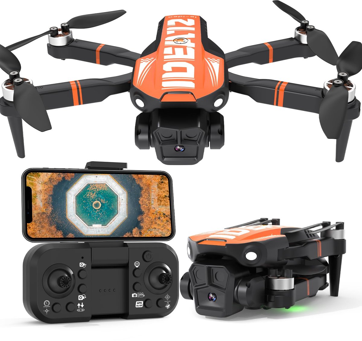 SnelShoppen - GPS-drone met 4K-camera voor volwassenen, professionele drone met 5G-transmissie, GPS-terugvluchtfunctie, 3 snelheidsstanden, ideaal voo