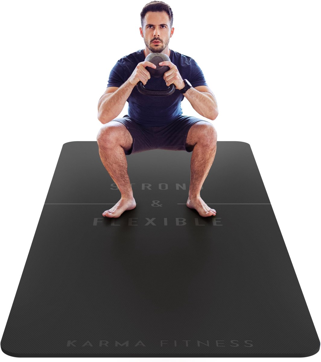 SnelShoppen - Grote Oefenmat 10 mm - Extra Dikke Antislip TPE Yogamat 183 x 81 cm - Fitness, Pilates, HIIT en Thuisgymnastiekmat - Inclusief Gratis Dr