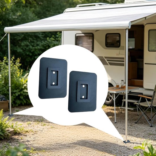 4 stuks Luifel steunplaat - Stabilisatievoet Caravan - Onderlegplaten - voor camper, luifel ondersteuning, picknickhulp met eenvoudige installatie - 10 x 14 cm — afbeelding 4