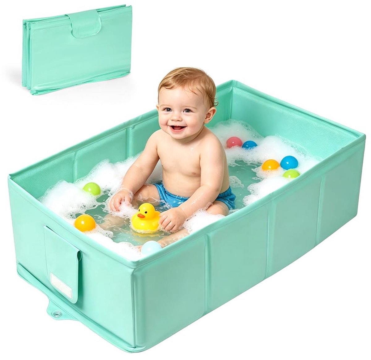 SnelShoppen - Draagbare Babybadkuip Opvouwbaar voor Baby's met Afvoerschroef - Reisbadkuip voor Douche, Ideaal voor Peuters, Gemakkelijk te Gebruiken