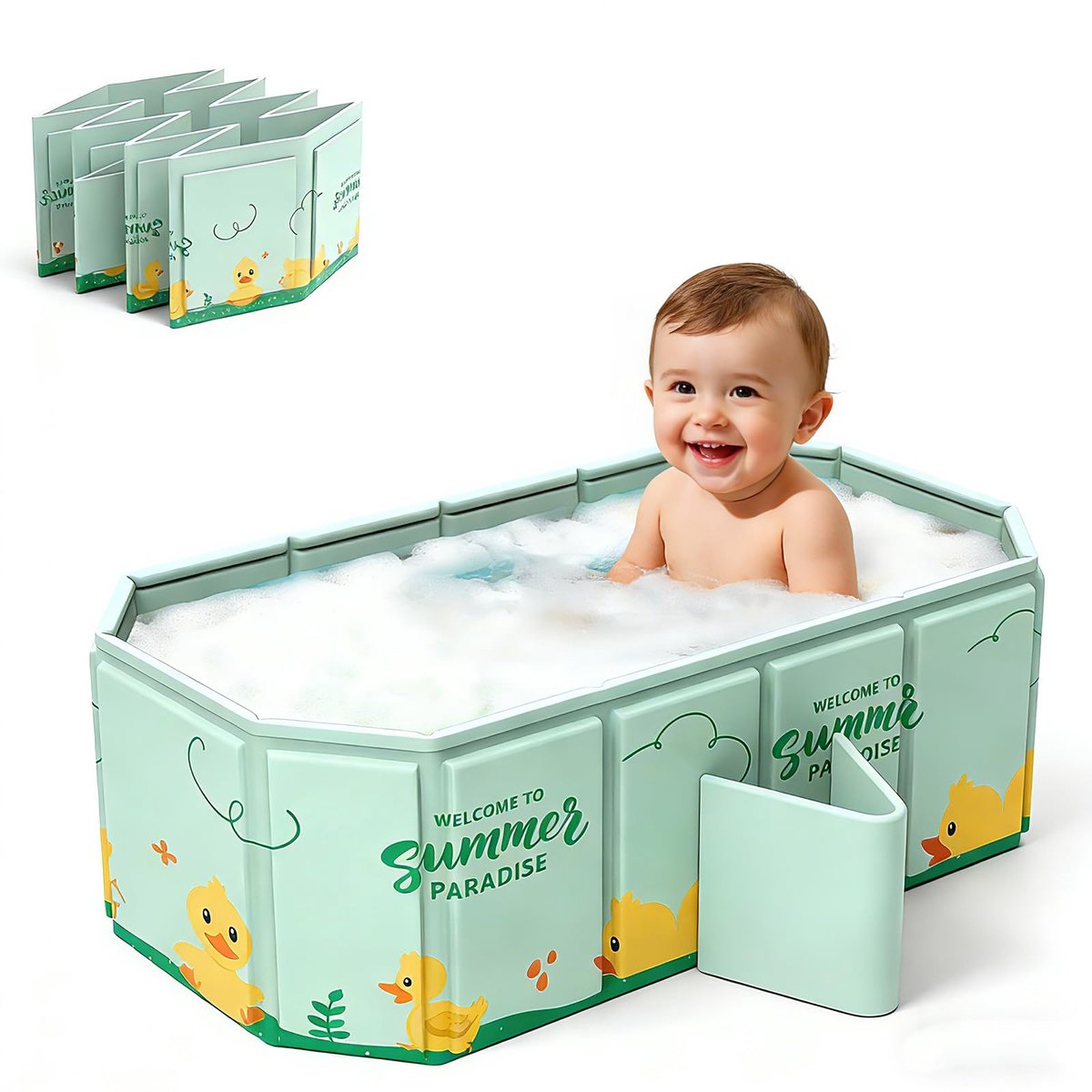 SnelShoppen - Opvouwbare Babybadkuip voor 0-8 jaar, Draagbaar en Ruim, Geïntegreerde Afvoerschroef, 78 x 45 x 30 cm, Ideaal voor Thuis en Op Reis, Per