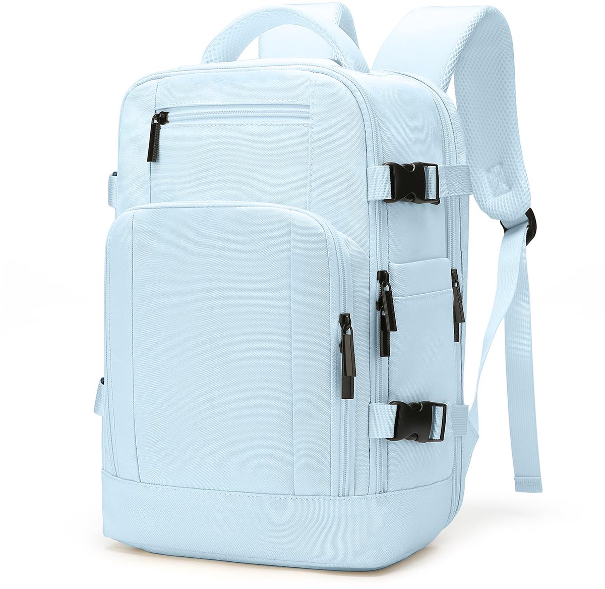 SnelShoppen - Lichtblauwe Rugzak 40x30x20 Handbagage voor Ryanair, Wizz Air en Vueling, met 14 Inch Laptopvak en Antidiefstalzakje, Ideaal voor Reizen