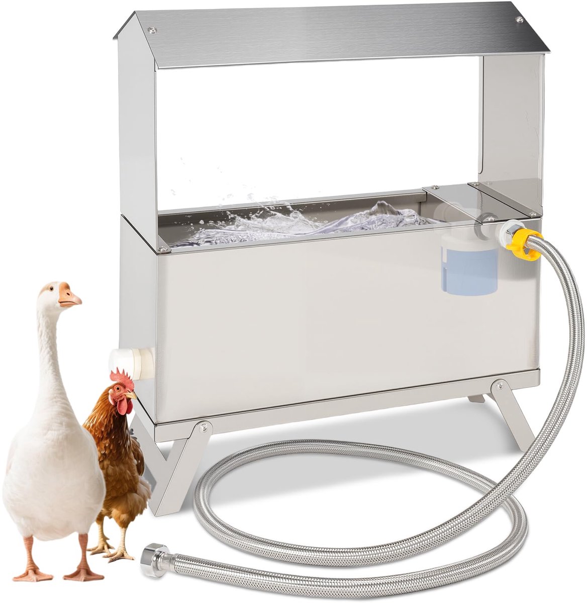 SnelShoppen - Automatische Kippenwaterdispenser 9 Liter - MOGOULUA Kippendrinkbak met Vlotterventiel en 150 cm Waterslang - Ideaal voor Kippen, Eenden