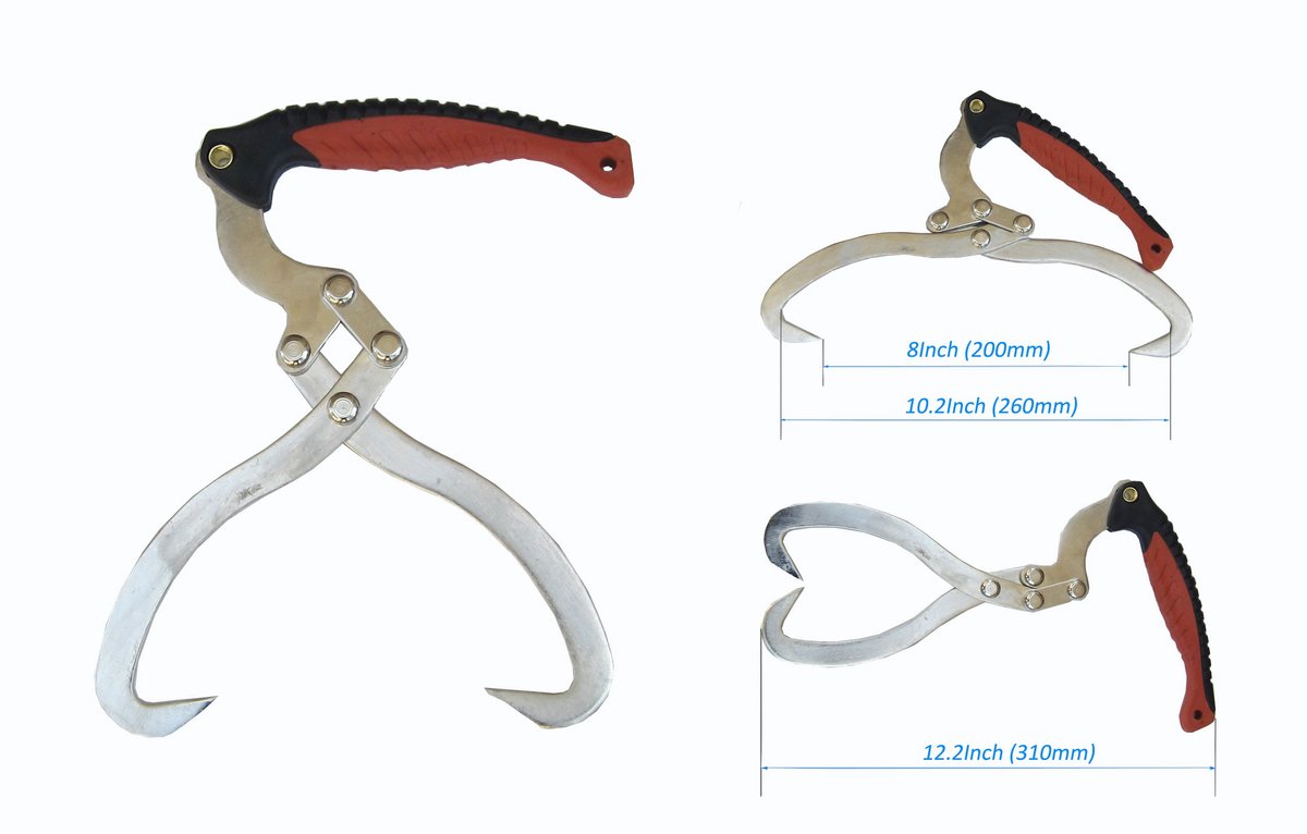 SnelShoppen - Houttang 8 inch (200 mm) Logdrager, Houtsnijhaak, Zwart/Rood, 30,5 cm Perfect voor Tuin, Camping, Houtbewerking en Open Haard