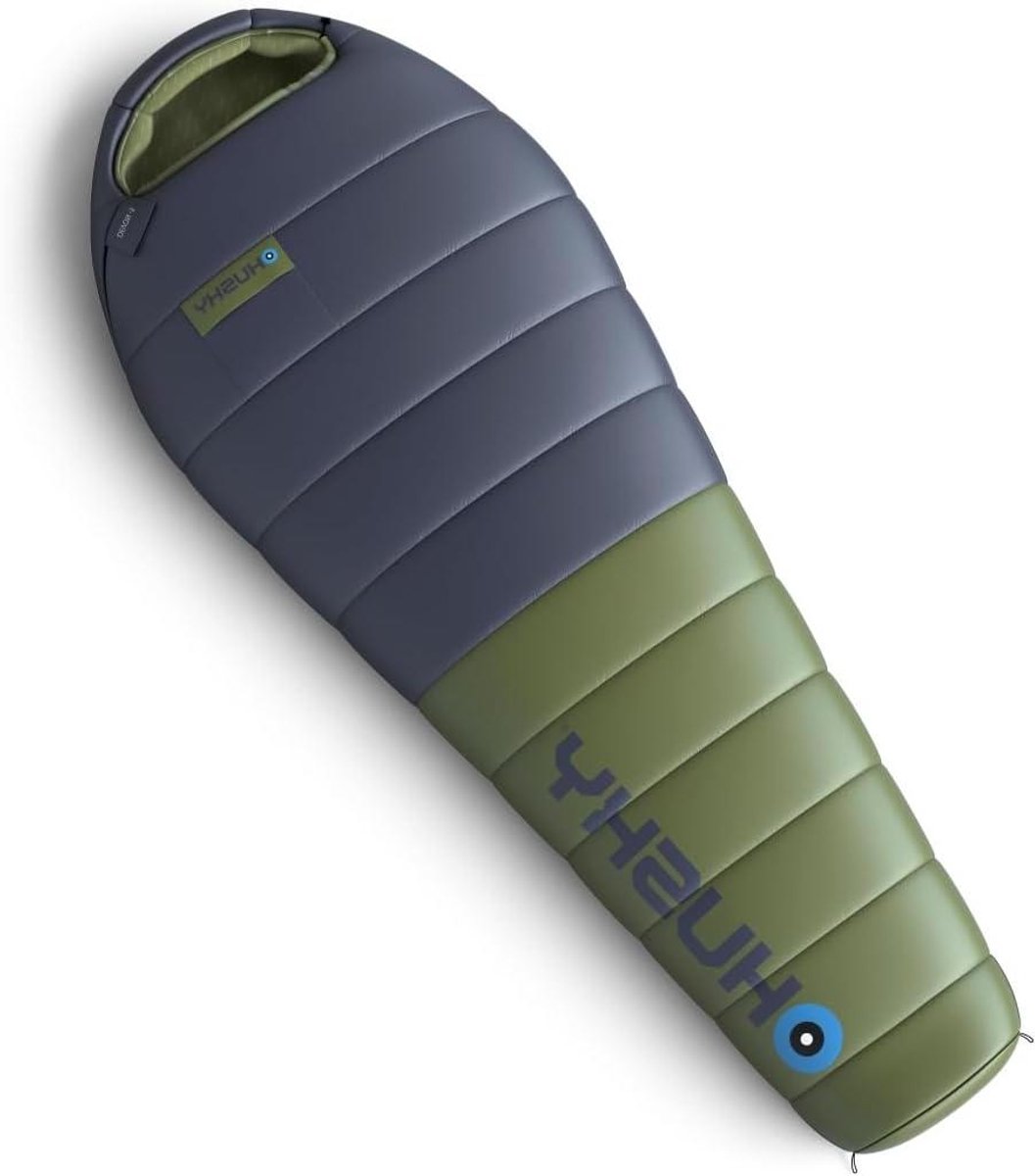 Mummy Slaapzak - Kampeerzak Outdoor - Buiten Slapen - Lichtgewicht Donsvulling - 220 cm - Blauw Khaki