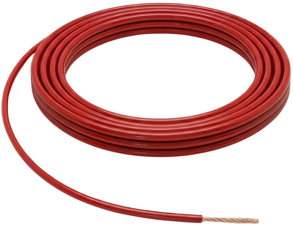 Autokabel Rood - Stroomkabel Voertuig - Elektrische Installatie - Olie en brandstof bestendig - 5 meter 1.5mm² - Rood
