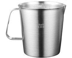 Melkopschuimkan - Barista Gereedschap - Latte Art Maken - Met Precisie Schaal - 1000ml - Zilver