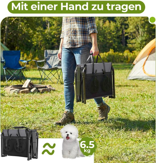 HAUSS SPOLE Tuinkar - Opvouwbaar En Compact - 74 X 46 X 96,5 Cm - Staal En 600D Oxford - Zwart - Voor Boodschappen En Camping van hauss-spole — afbeelding 5