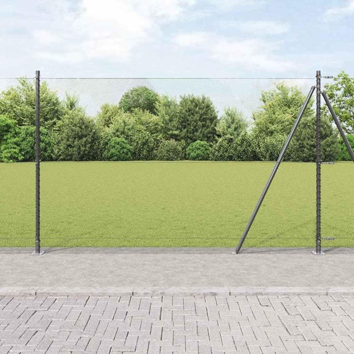 Stalen Balustrade Palen - Hekpalen Tuinpalen - Buitenhekken Plaatsen - Weerbestendige PVC-coating - 250 cm lengte - Grijs