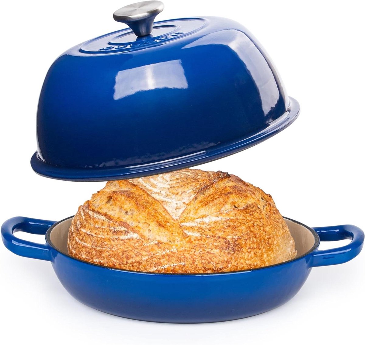 Gietijzeren Dutch Oven - Broodpan Gietijzer - Brood Bakken - Geëmailleerd Oppervlak - 22cm 5.7L - Donkerblauw