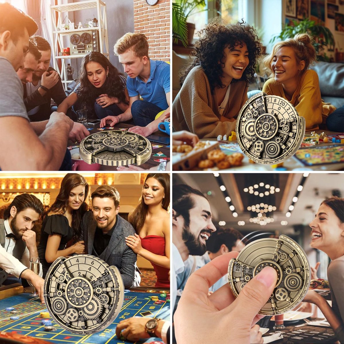 SnelShoppen - Metalen DND dobbelstenen set 7-in-1, polyedrische wieldobbelstenen met drakenlogo, cadeau voor Dungeons & Dragons, tafelspellen, bordspe