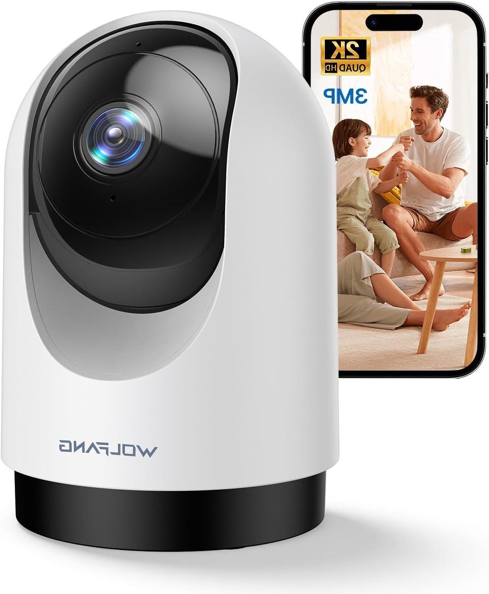 Bewakingscamera Binnen - Huisbeveiliging Camera - Huis Dieren Monitoren - 360 Graden Rotatie - 3MP Resolutie - Wit