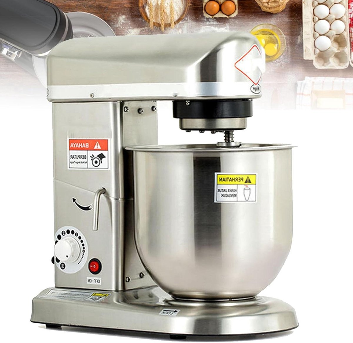 Staande Mixer - Keukenmachine Kneedmachine - Bakken Ingrediënten Mengen - 3-in-1 Multifunctioneel - 10 Liter Kom - Zilver