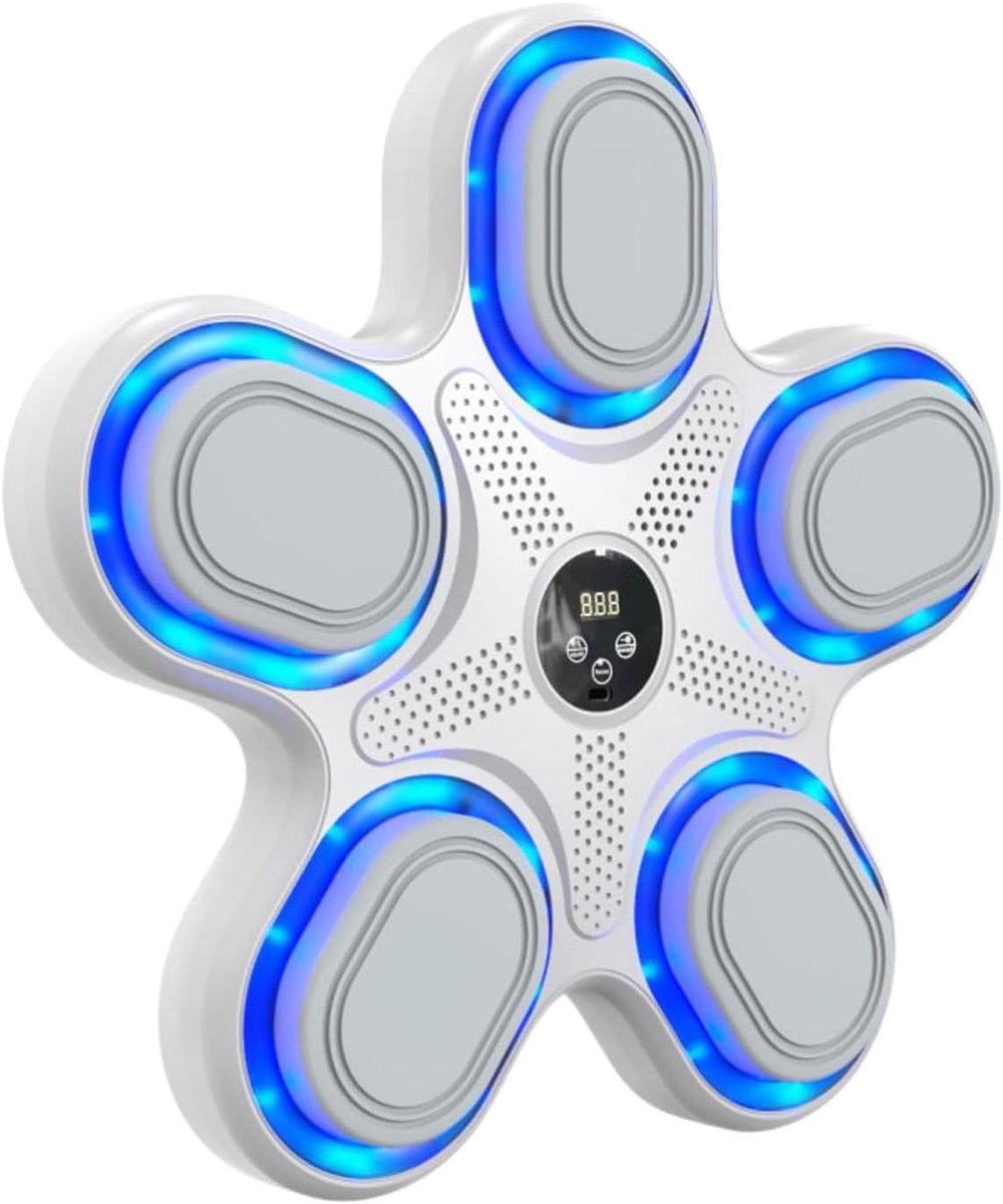 Muziek Boksmachine - Bokstrainer Fitness - Thuis Sporten - Dynamische LED Verlichting - 37 x 35 cm - Wit