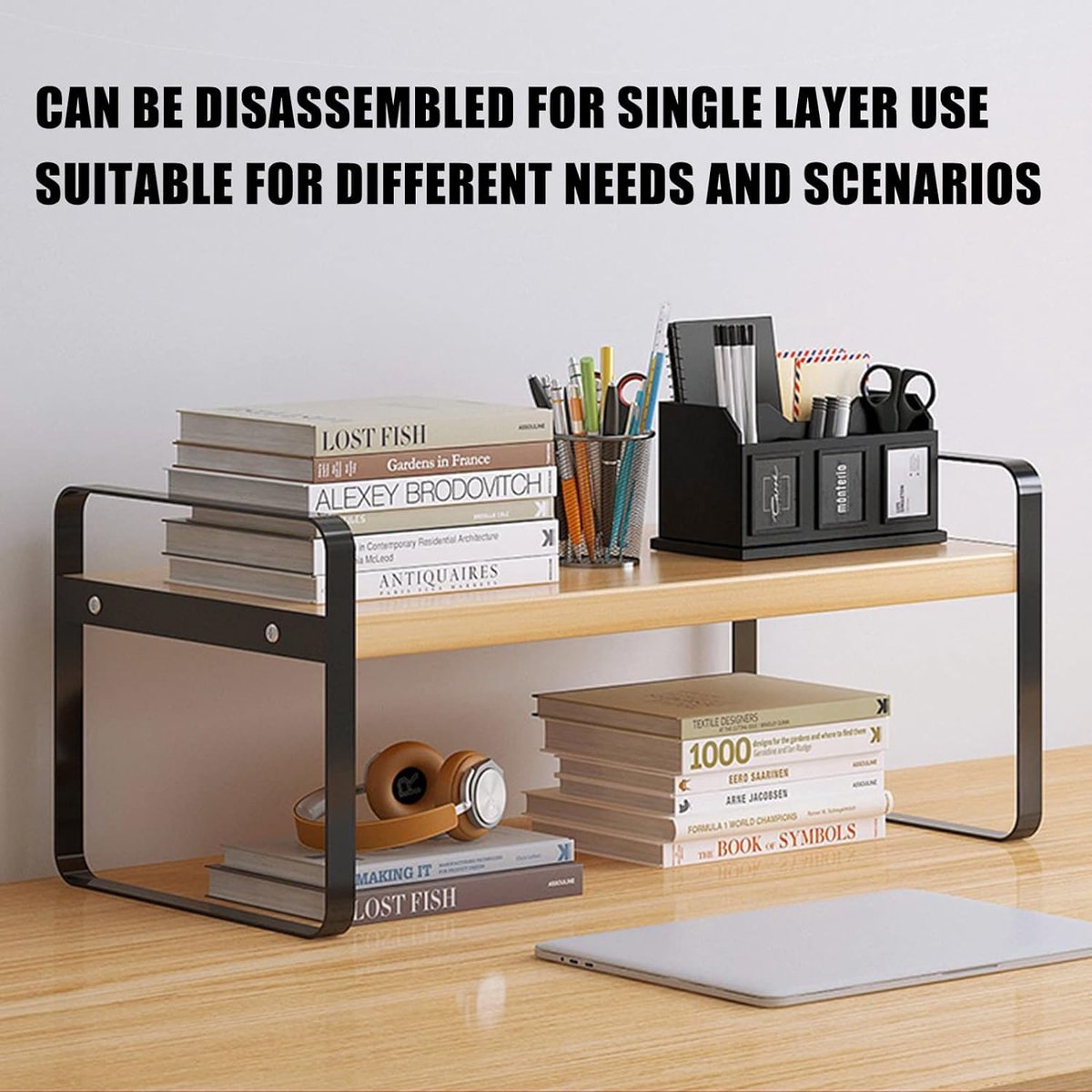 SnelShoppen - Houten Bureaurek, Bureau-accessoires voor Organisatie en Decoratie, Schattige Commode, Esthetisch Boekenrek voor Dames, Heren en Kindere