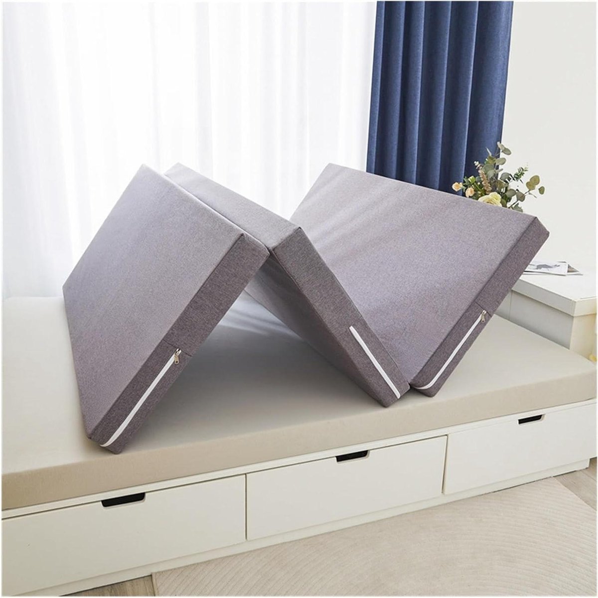 Opvouwbare Matras - Logeerbed Vloermatras - Kamperen Gasten - Traagschuim Comfort - 135 x 190 cm - Grijs