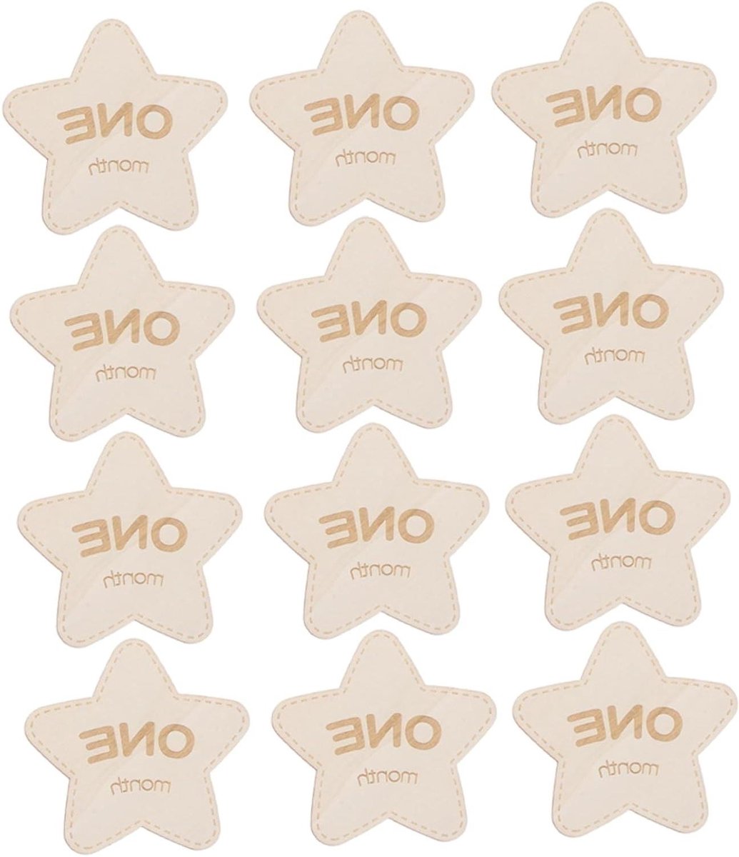 Houten Maandborden - Mijlpaal Kaarten - Babyfoto's maken - Stervormig ontwerp - 104 cm - Beige