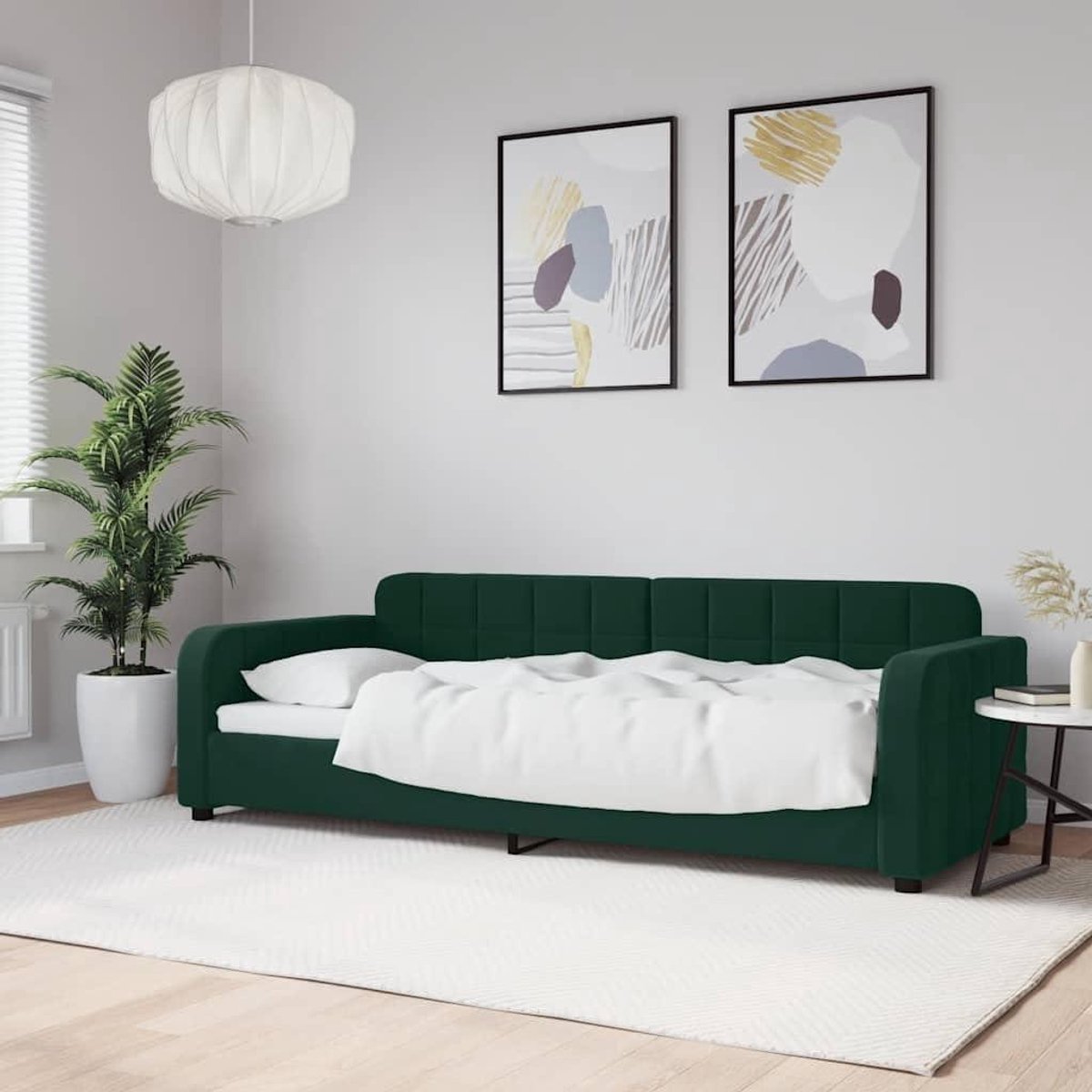 Dagbed Fluweel - Logeerbed Slaapbank - Ontspannen Zitten Slapen - 2-in-1 Functionaliteit - 80 x 200 cm - Donkergroen