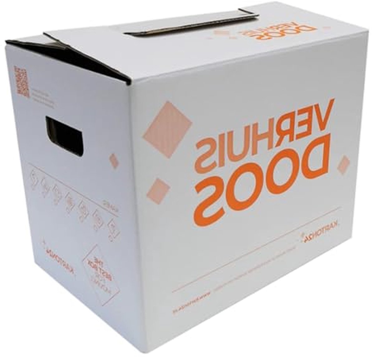Verhuisdozen Set - Opslagdozen Karton - Veilig Verhuizen - Extra Stevig Dubbel Golfkarton - 52L Capaciteit - Wit/Bruin