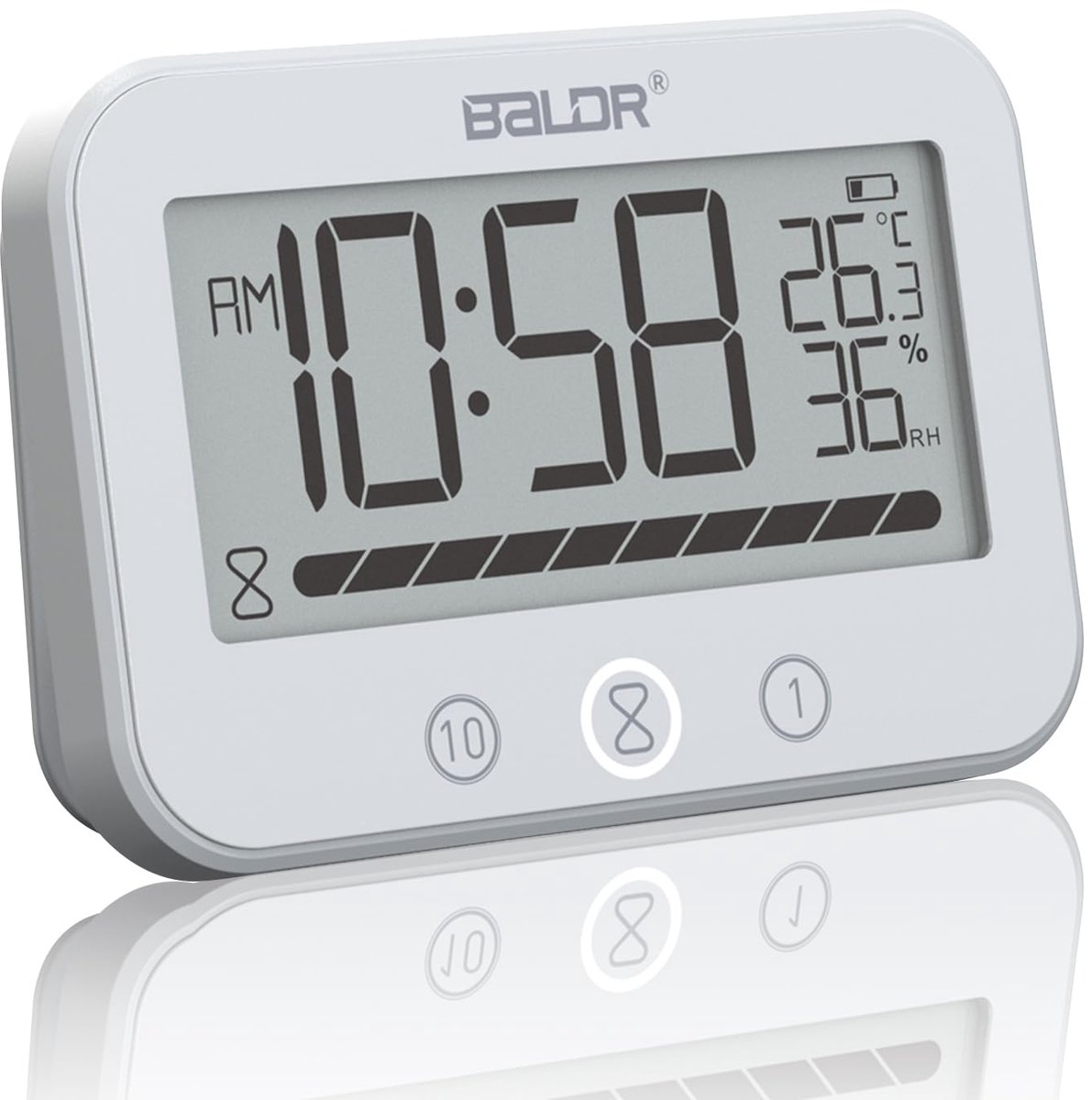 SnelShoppen - Digitale Badkamerklok IP54 Waterdicht met Temperatuur en Luchtvochtigheid, 99 Minuten Countdown-Timer en Alarm, Grote LCD Timer met 2 Kl