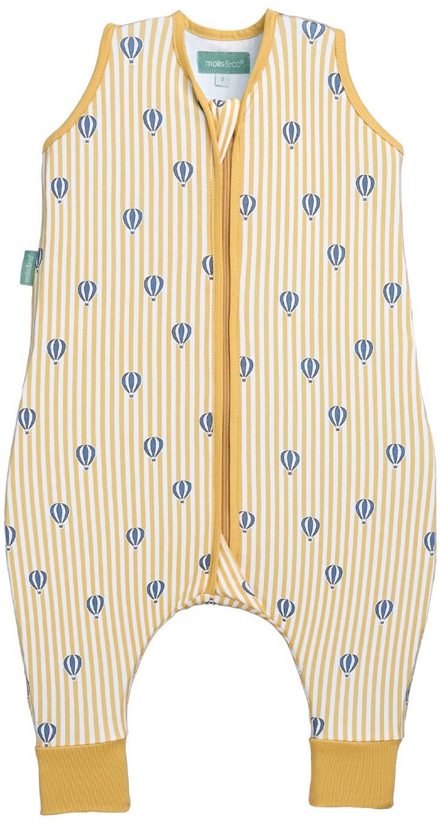 SnelShoppen - Zomerslaapzak met Voetjes, 0,5 TOG, Kinderslaapzak met Benen, 100% Katoen, Oeko-Tex 100, Premium Kwaliteit, Motief Ballonnen, 60 cm voor