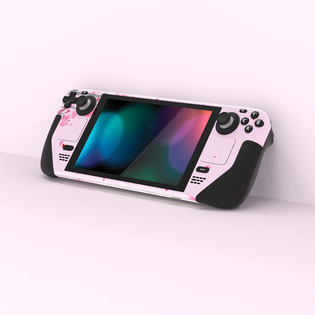 SnelShoppen - PlayVital Sticker voor Steam Deck LCD, Volledige Set Faceplate Decals, Roze Kersenbloesem, Geschikt voor OLED Handheld PC Gaming, Perfec