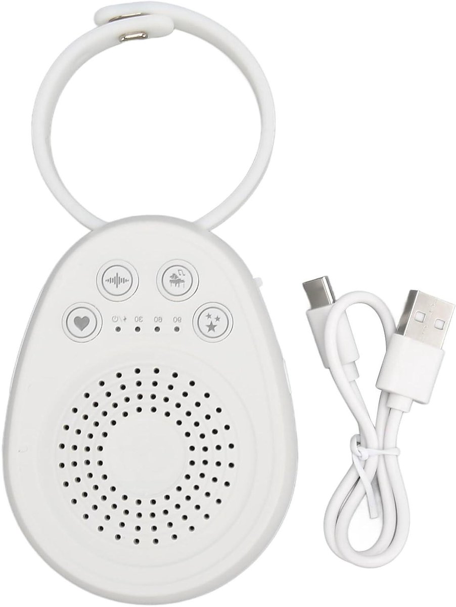 Slaapgeluidsmachine - Witte ruis - Baby slaap - 20 geluidsbronnen - 10x7x4 cm - Wit