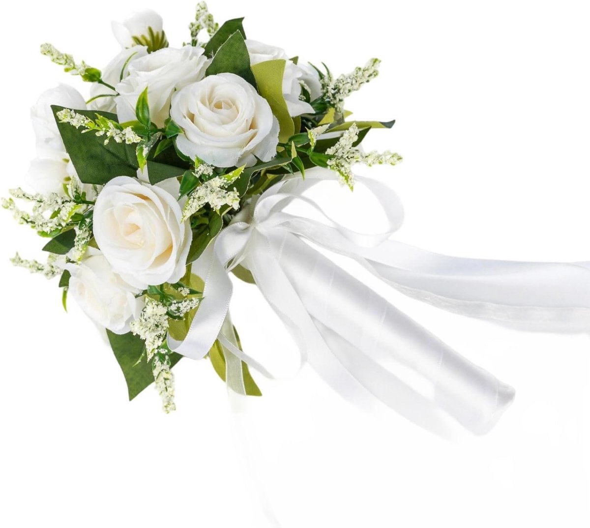 Bruiloft Boeket - Zijden Bloemen - Bruiloft Decoratie - Handgemaakt Ontwerp - 22 x 25 cm - Wit