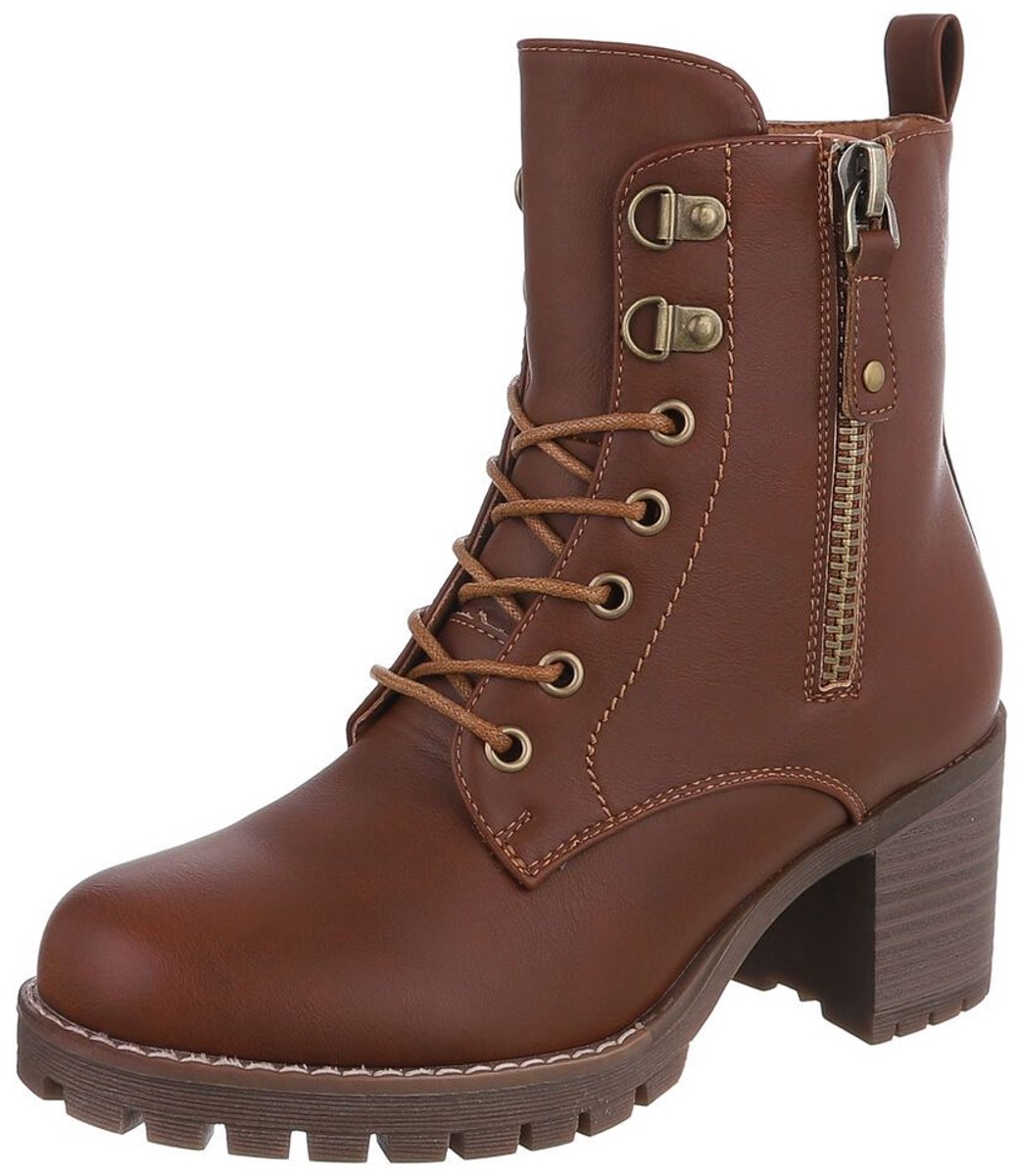 Veterboots met hak en rits - dames Mt:38