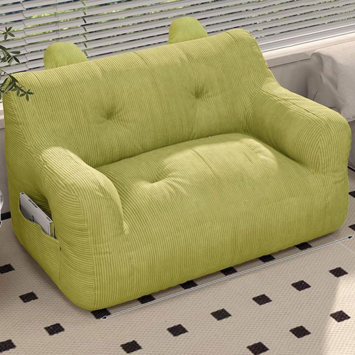 Zitzak met Rugleuning - Beanbag Bank - Ontspannen Zitten - Ergonomisch Ontwerp - 100x50cm - Lichtgroen