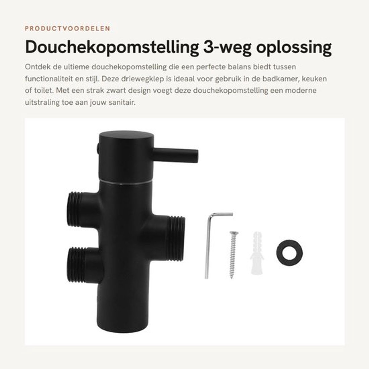 Doucheomschakelklep Hoogwaardig Koper - Douchekopomstelling - Multifunctioneel Gebruik - Lekvrij - Wandgemonteerd - Duurzaam - Douchekop