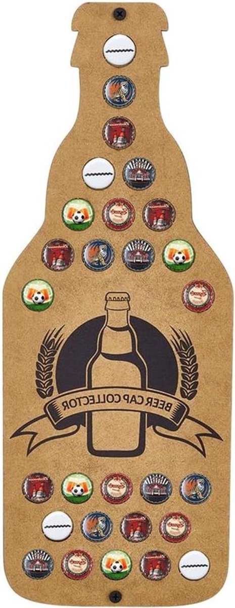 Biercapsule Opvangbak van Hout - 38 x 14,5 cm - Voor Capsuleverzamelingaan - Wandgemonteerd met Opbergdienblad