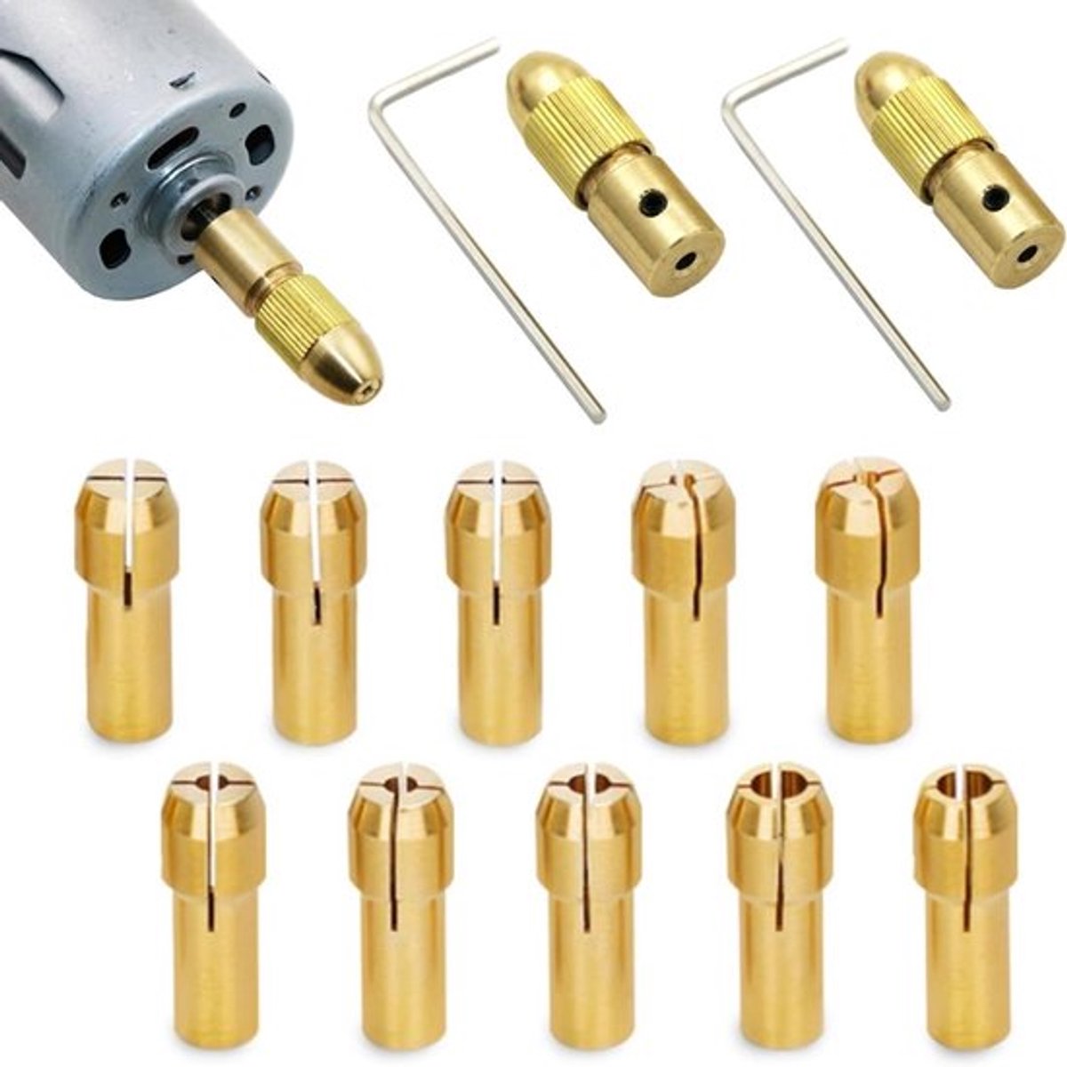 Mini-boorkopadapter voor elektrische boorspantang - 14 stuks - Messing boorhouder - Draaigereedschap accessoire