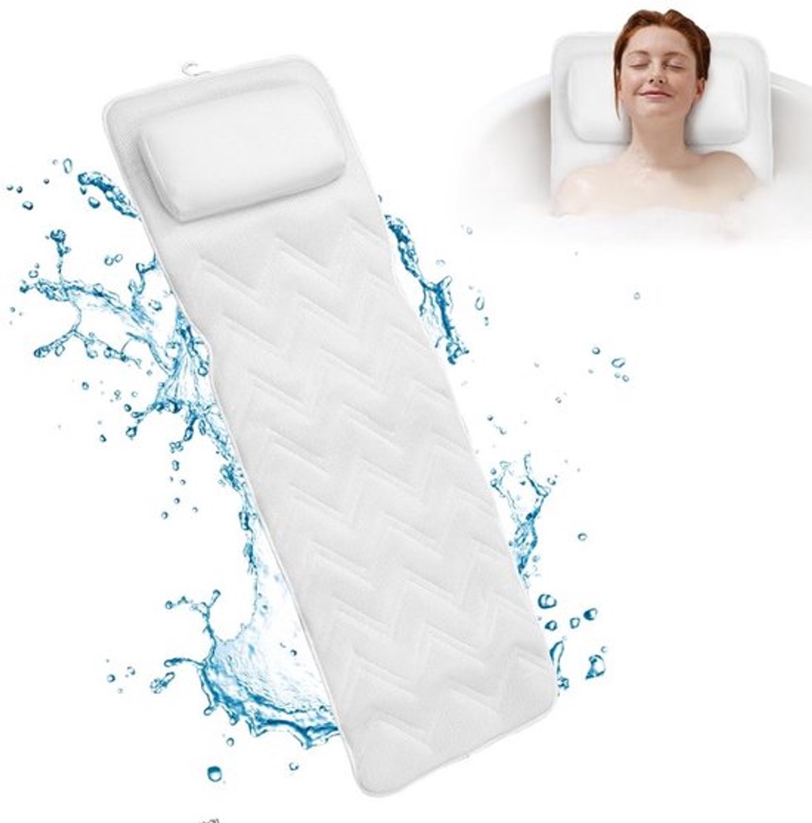 Badkussen Luxe - Badmat met Hoofdsteun - Nek Ondersteuning - Antislip Zuignappen - 5D Ademend Ontwerp - Comfortabele Spa-ervaring
