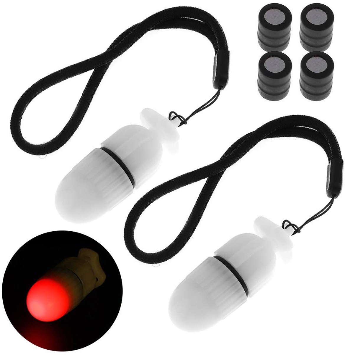 SnelShoppen - 2 Stuks Onderwater Strobe Signaal Licht Scuba Nacht Duik Marker LED Veiligheidslamp Firefly Duiken Baken 200 M Onderwater Met 200 Uur Ba
