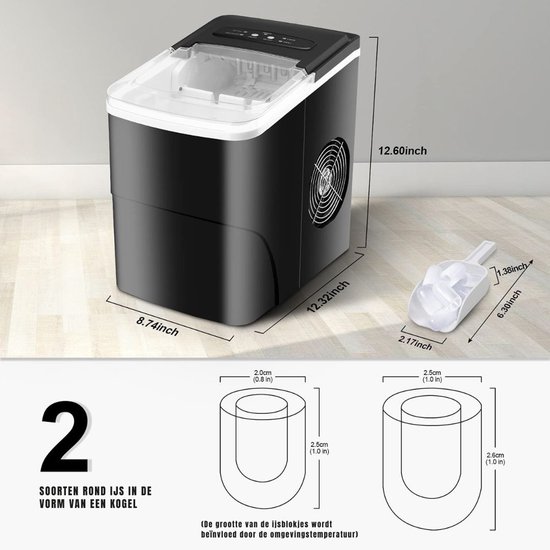 NIVA® Ijsblokjes Machine - Ijsblokjesmachine - Ijsblokjesmaker - Zwart - 34cm x 26cm x 36cm van Niva — afbeelding 2