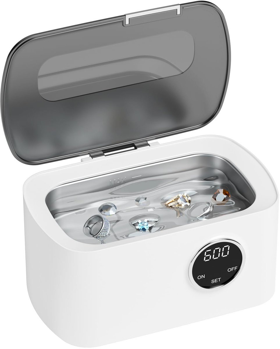 SnelShoppen - Ultrasoon reinigingsapparaat 600 ml, ultrasone reiniger met 5 tijdfuncties, digitaal display, perfect voor brillen, sieraden, horloges,