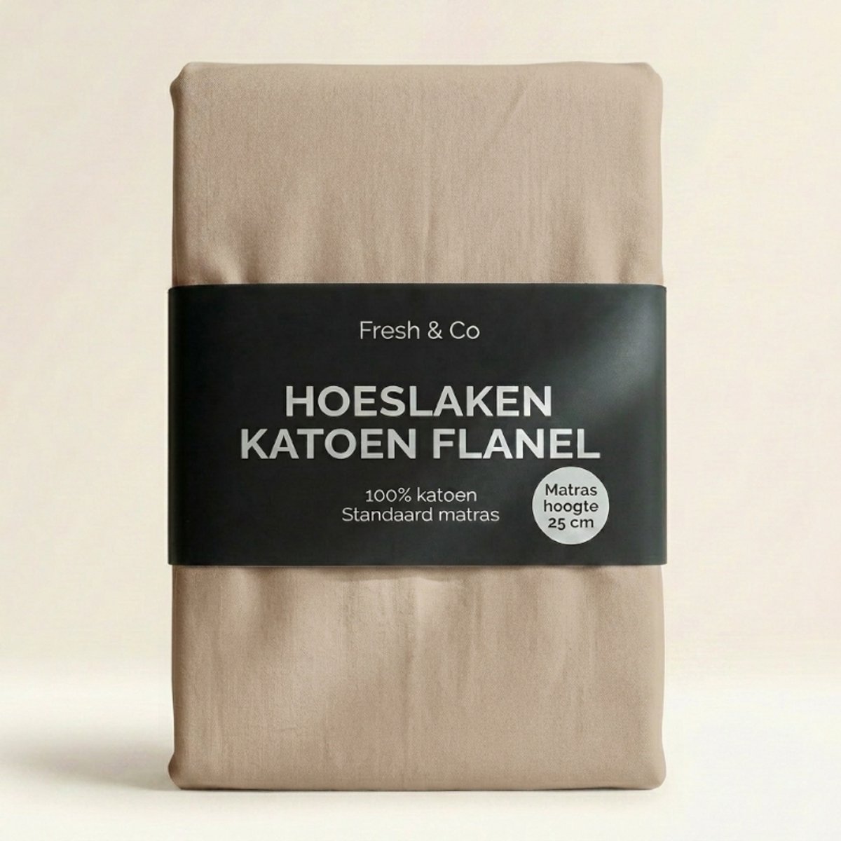 Dekbed-Discounter Fresh and Co Hoeslaken 80 x 200 cm - Katoen Flanel - Geschikt voor matrassen tot 25 cm hoog - Wasbaar op 30 graden - Strijkvrij - Creme