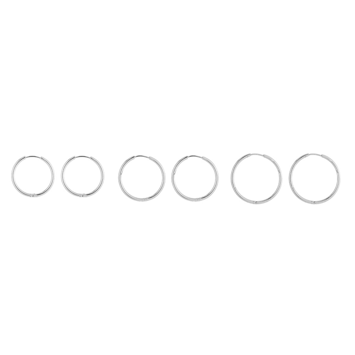 Stainless Steel Graduated Basic Hoops Set – Luxe Multi-Size Oorringen Setje – RVS - Zilver