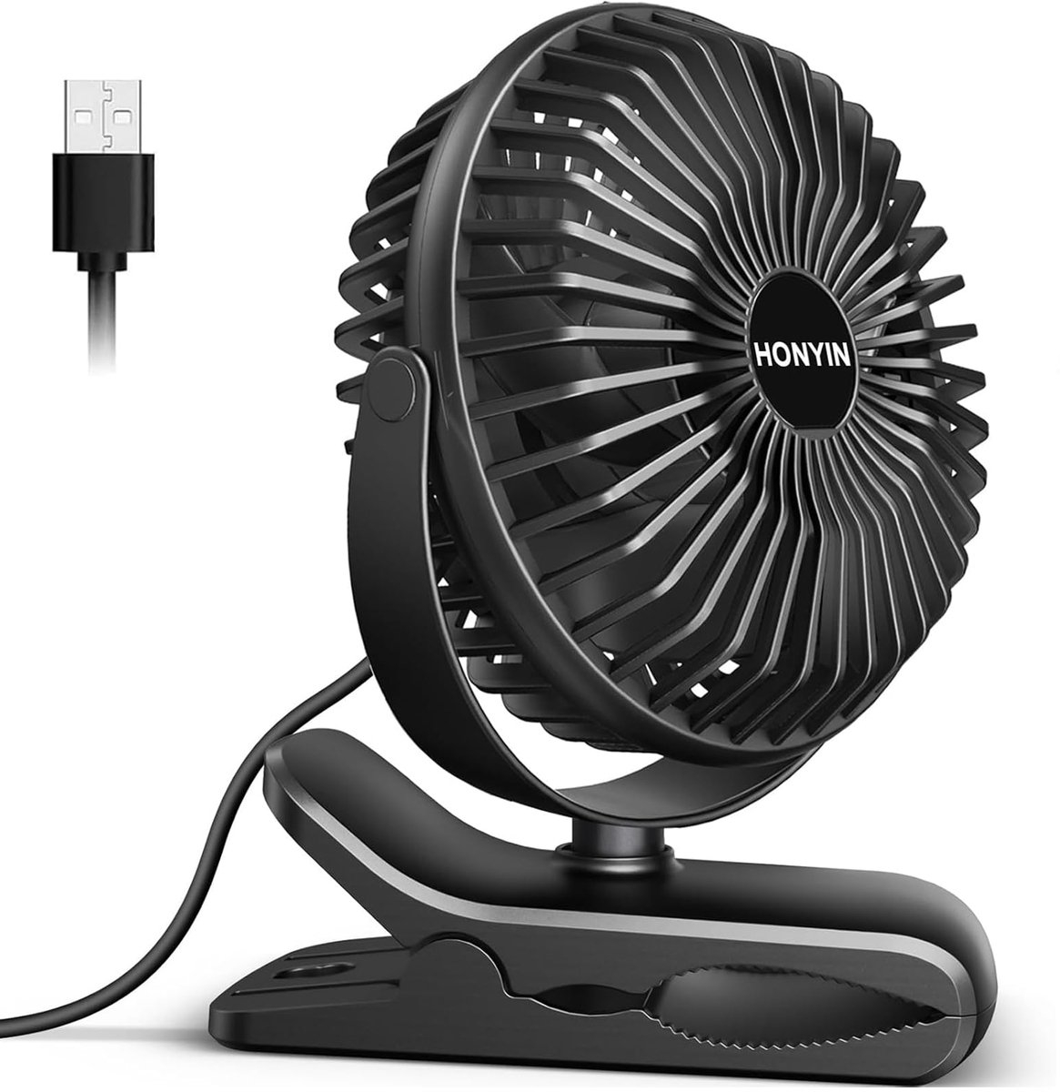 SnelShoppen - Mini USB-Clip Ventilator met Stevige Klem, 720° Rotatie, Desk Koelventilator voor Thuis, Kantoor, Bureau, USB Aansluiting, Compact en St